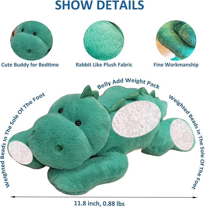 Weighted Stuffed Animals, Weighted Dinosaur Plush Cute Dinosaur Stuffed Animal Toy Dinosaur Weighted Plush Animals Pillow Doll, 11.8"