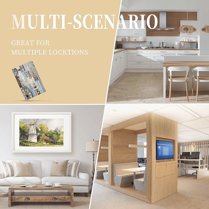 Rustic Western Barn Door Vintage Windmill Decorative Light Switch Cover 1 Gang Single Toggle Device Electrical Faceplate Switchplates Decorator Outlet Wall Plate for Farmhouse Home Decor