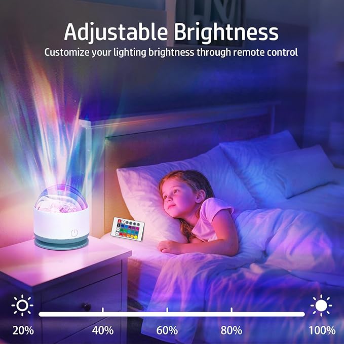 Northern Lights Projector, Rechargeable 16 Color Aurora Night Light Projector Mood Lighting with Dimmable & Remote Control for Bedroom Kids Teen Girl Gift Room Decor