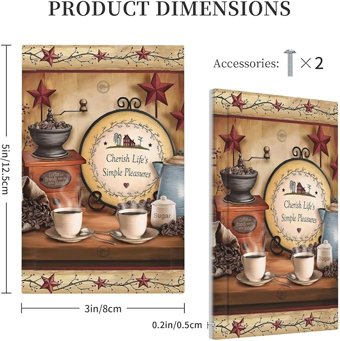 Country Life Kitchen Texas Star Decorative 1 Gang No Device Blank Wall Plate Bar Coffee Beans Cafe Cup Clock Oversize Electric Unused Receptacle Decorator/Gfci Light Outlets/Switches Face Plate Cover