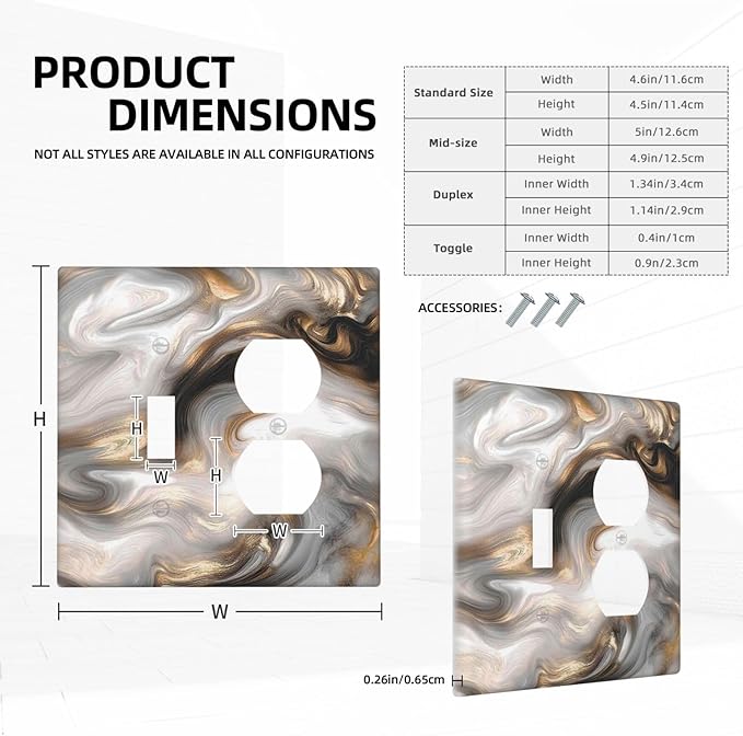 Wallplates Grey Brown Swirl Marble Texture 1 Toggle 1 Duplex Switch Plate Electrical Gfci Faceplate Decorative Light Switch Covers For Bathroom Kitchen Decor