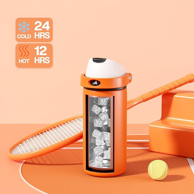 POWCAN 18 oz Steel Insulated Water Bottle: 2-in-1 Push-Button Spout & Quick-Flip Straw, Leakproof, Cold 24Hrs, Lockable, Fits Car Cup Holder, Ideal for Sports, Trip, Gym, School, Gift (Sunny Puppy)