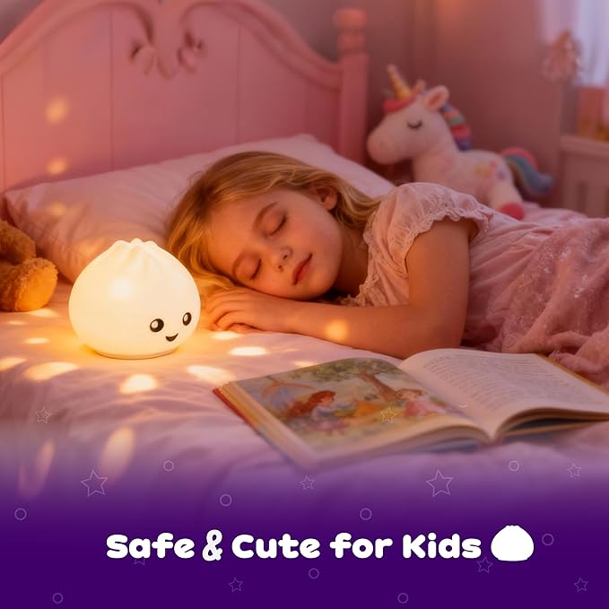 Dumpling Squishy Night Light, Rechargeable 16 Color Changing LED Night Light, Portable Soft Silicone Touch Lamp for Nursery, Kids Room, Ideal Gifts for Girls Boys