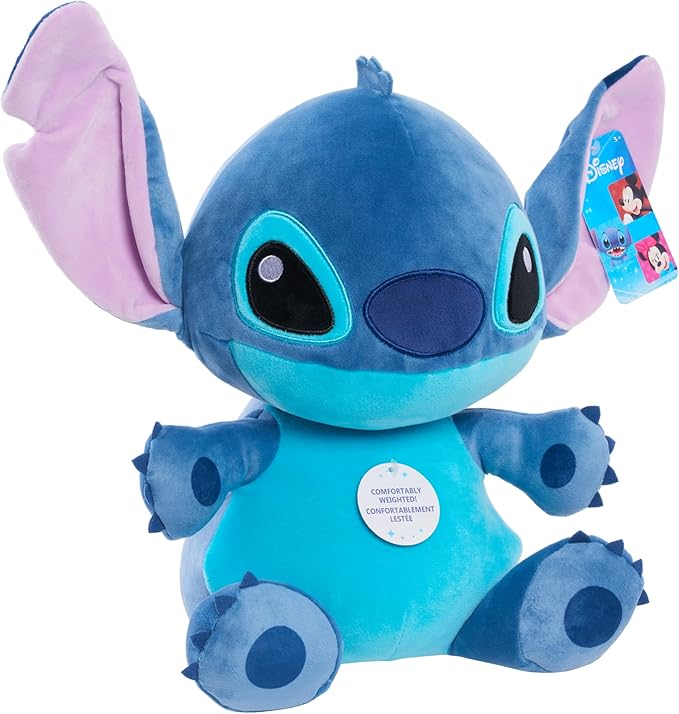 Disney Stitch Comfort Weighted Plush Stitch, 14-inch Stuffed Animal, Alien, Blue, Kids Toys for Ages 3 Up by Just Play