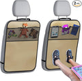 lebogner Back Seat Cover for Kids + 3 Pocket Storage Organizer, 2 Pack Kick Mats Backseat Protector, Car Accessories Waterproof Kick Guard for Vehicles to Protect from Dirt, Mud & Scratches, Beige