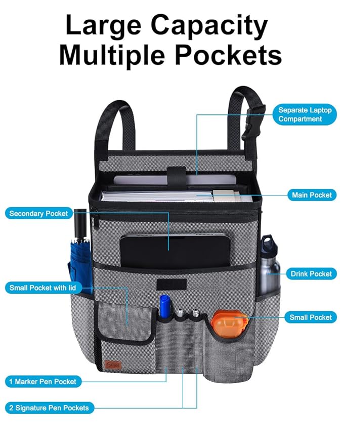 Smof Car Organizer for Front Seat, Passenger Seat, Backseat - Hanging Car Seat Storage Organizer,Multiple Pockets Car Seat Organizer with Separately Pokect for Laptop, Cup Holde & Travel Accessories