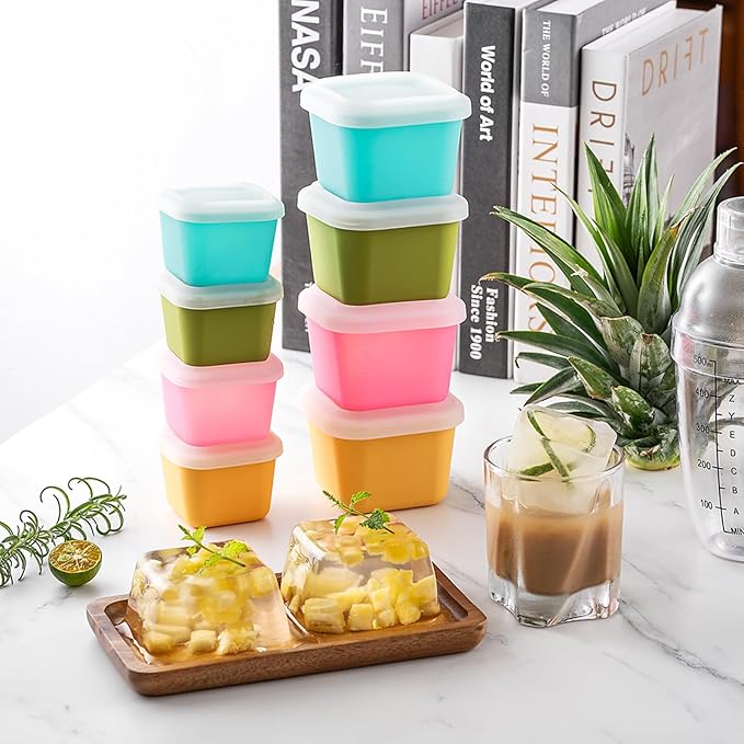 4-Piece Mini Silicone Food Storage Set, BPA-Free Snack Containers & Freezer Trays, Airtight Leakproof Food Savers for Portion Control, Baby Food, Snacks, Freezing