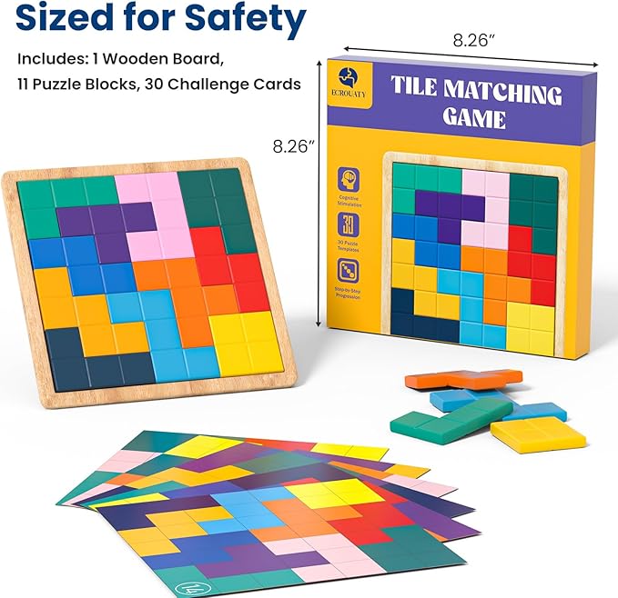 Dementia Activities for Seniors, Memory Games for Seniors with Alzheimers, Wooden Tiles Matching Puzzle Game, Dementia Products for Elderly Adults, Brain Exercise Gift for Parents or Nursing Home