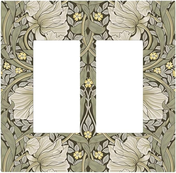 William Morris Pimpernel Flowers Plant Floral Decorative Outlet Covers 2 Gang Double GFCI Rocker Electrical Wall Panels Light Switch Cover Plate for Farmhouse Living Room Decor