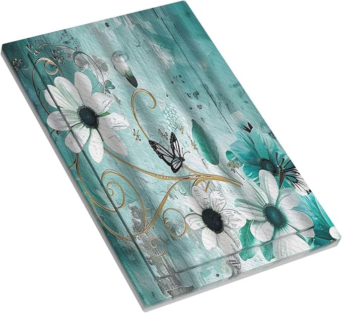 Decorative Switch Plate Covers Turquoise Flowers and Butterflies Rustic Teal White Floral 1 Gang No Device Light Switch Cover Plate Blank Wall Plate Cover Switchplate Electrical Faceplate