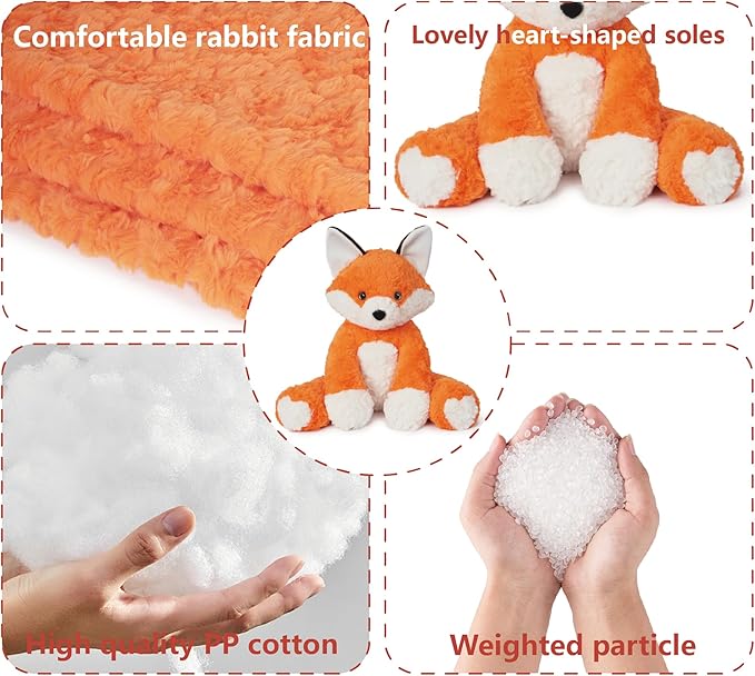 Niuniu Daddy 14" | 3.5 Pound Weighted Fox Plush Stuffed Animal, Heavy Stuffed Red Fox Plush Toys for Kids Adults, Weighted Beads for Stuffed Animals Body Pillow for Birthday Christmas Holiday