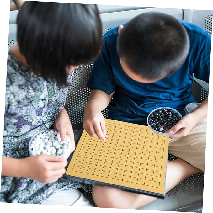 KOMBIUDA Double-Sided Wooden Go Chessboard Set for Boys and Girls 2pcs Portable Folding Board Game Storage for Travel and Family Fun