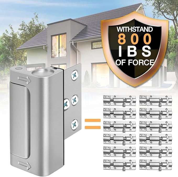 Door Reinforcement Lock for Front Door, Child Proof Safety Latch Withstand 800 Lbs, High Home Security Flip Extra Lock for Inward Swinging Doors Kids Safety Night Guardian, Prevent Unauthorized Entry
