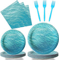 gisgfim 96 Pcs Ocean Sea Plates and Napkins Party Supplies Ocean Waves Birthday Party Tableware Set Sea Theme Party Decorations Favors for Birthday Baby Shower for 24 Guests