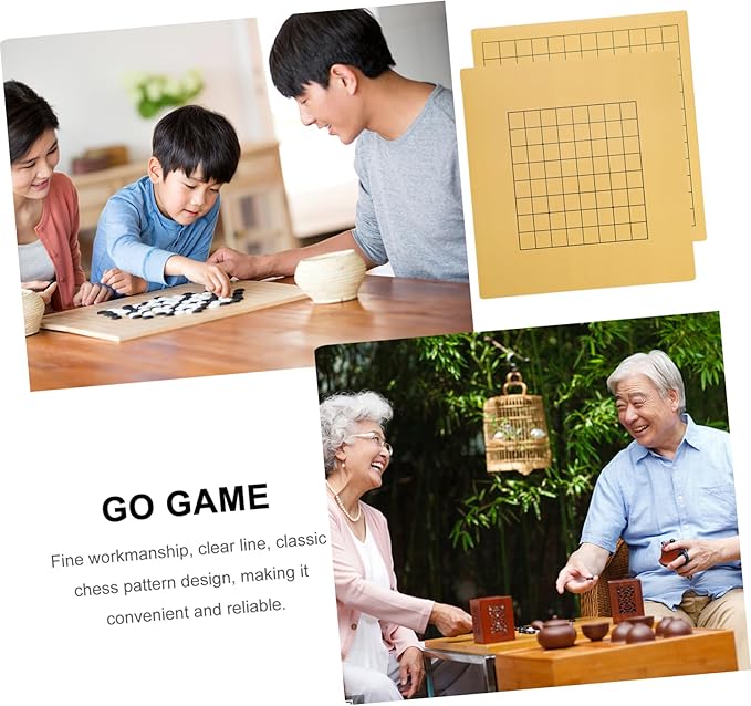 DECHOUS 2pcs Wooden Go Chess Board with Dual-Sided Design Portable and Easy to Store for Boy Girl and Adults Enhances Patience and Thinking Skills