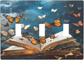 Decorative Art Light Switch Covers Butterflies from the Book 3 Gang Triple Toggle Wall Plate Decorative Switch plate Electrical Faceplate for Home Decor