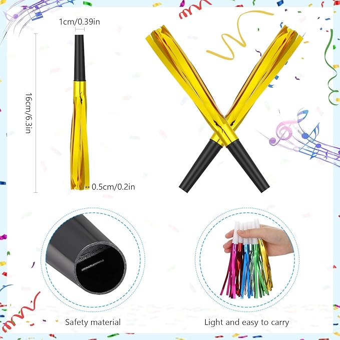 48 Pcs Party Blowers, New Years Eve Noise Makers, for Gold Noise Makers Party Favors, Baby Shower, Kids Birthday, New Year Party