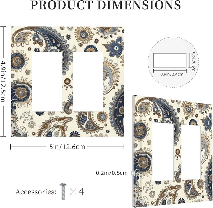 Decorative Outlet Covers Doodle Style Floral Abstract Teardrop 2 Gang Double Gfci Rocker Electrical Wall Panels Light Switch Cover Plate For Bed Room Living Room Decor