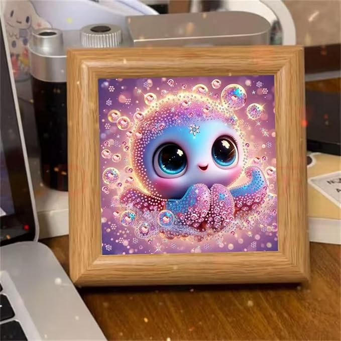 FONYANE Diamond Art Kits for Kids & Girls & Adults,5D Big Small Gem Art Mosaic Sea Octopus Honey，Dimond Painting Kit for Adults,Craft Kits Best Gifts for Birthday(6.69x6.69in)