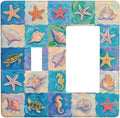 Sea Turtle Starfish Ocean Single Toggle Rocker Combination Wall Plate Decorative 2 Gang Light Switch Covers Electrical Switchplate Home Decorate Faceplat for Bathroom Bedroom Kitchen Room