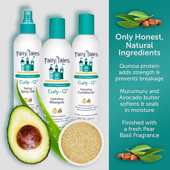 Fairy Tales Curly Q Hydrating Kids Shampoo – Paraben, Sulfate, Gluten, and Nut Free – For all Types of Curls Including Multi Cultural Hair – 12oz.