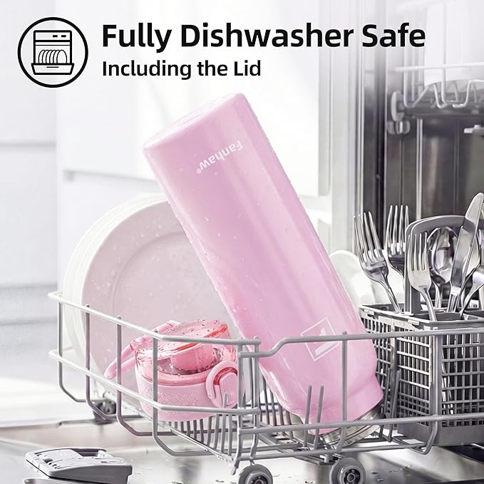 Fanhaw Daylite Series 24 oz Stainless Steel Insulated Water Bottle with Silicone Spout Lid, Double-Wall Vacuum Leakproof Metal Bottle, Anniversary Birthday Gift for Kids, Women & Men (Pink)