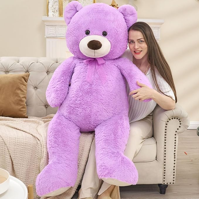 Toys Studio Ultra Soft Teddy Bear 51 inch Giant Stuffed Animal Large Stuffed Bear Plush Toy for Girls Mother's Day Valentines Gifts Christmas Kids Baby Shower, Purple