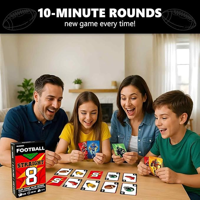 QUOKKA Football Fast-Paced Card Game for Kids & Adults – 128 Cards & Easy Rules – Quick & Fun Matching Game – 2-4 Players – Ages 8+ – Perfect for Family Games Night, Travel and Parties
