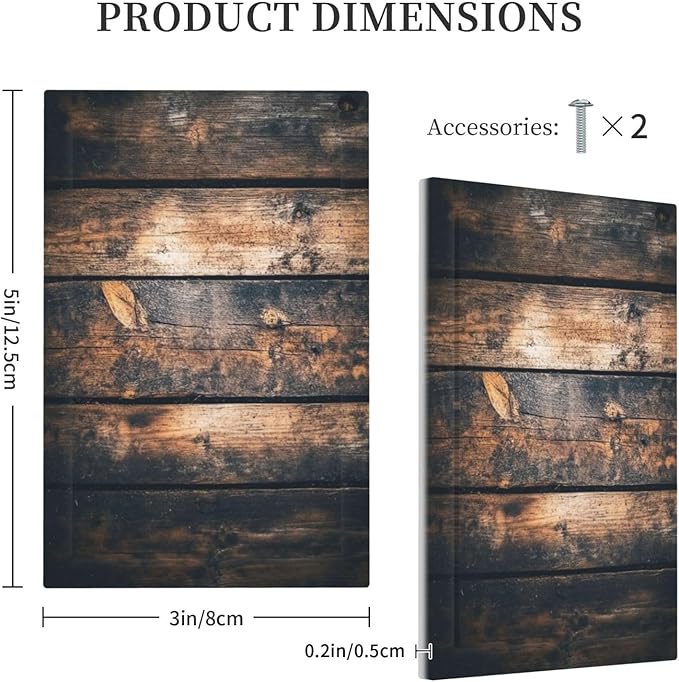 Light Switch Cover Plate Brown Vintage Wooden Board Rustic Wood 1 Gang No Device Blank Electrical Wall Plates Faceplate Decorative Switch Plate For Farmhouse Cabin Decor