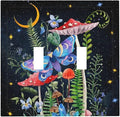 Black Boho Witchy Hippie Mushroom Moth Snail Decorative 2-Gang Decorator Outlet Light Switch Wall Plate Cover Double Toggle Size Starry Gothic Bohemian Moon Night Stars Electrical Receptacle Faceplate