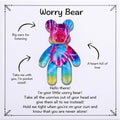 Aesnefe Worry Bear, Pocket Bear Hug, Anxiety Relief Gifts for Men Women, Mental Health Positivity Gift, Stress Relief Gift for Her, Comforting Gifts for Son Daughter Back to School, Rainbow Gradient