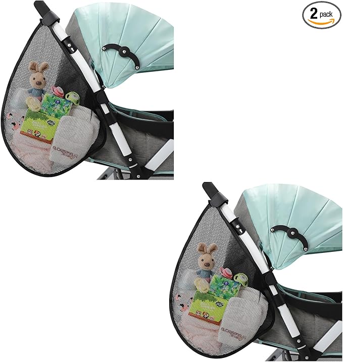 Accmor 2 Pack Universal Stroller Organizer, Side Sling Stroller Organizer, Mesh Cargo Net Stroller Storage Caddy, Stroller Bag Accessories Fits for Uppababy, Nuna, Baby Jogger, Britax, Doona Strollers