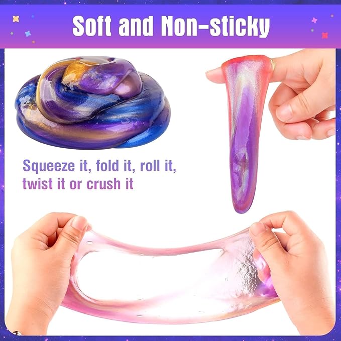 48 Pack Galaxy Slime kit for Kids, Mini Making Slime Bulk Party Favor, Slime Putty Toy for Girls and Boys for Sensory and Tactile Stimulation, Prize, Goodie Stuffers for Kids,Soft Non-Sticky
