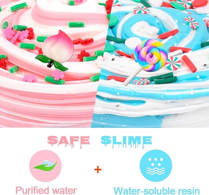 Scented Slime Kit with 7 Pack Butter Slimes,Dual Colored Pink Slime Watermelon Charms,Super Soft and Non-Sticky, Stress Relief Toy Party Favors Birthday Gifts for Girls,Ages 4-12 - Party Favors.
