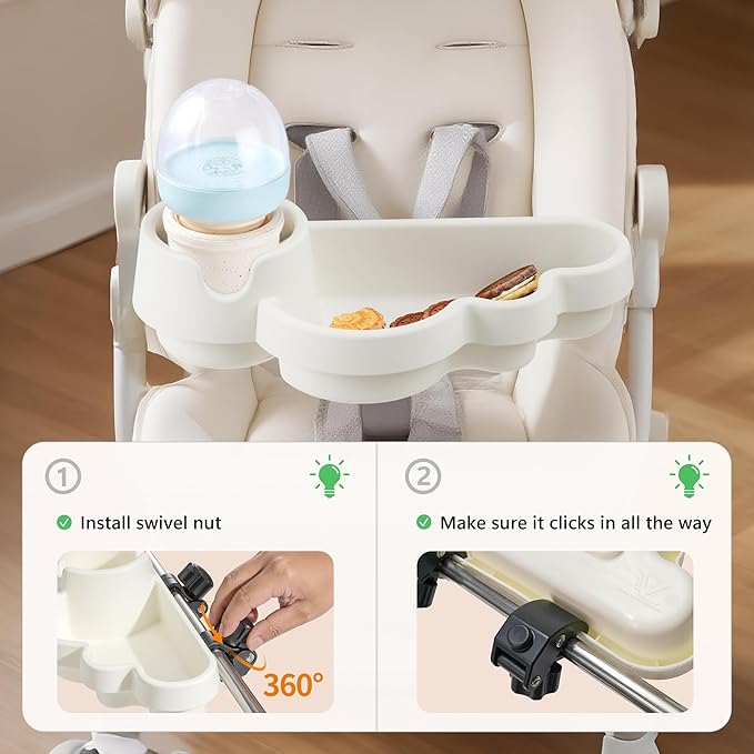 Li & Zhao Universal Stroller Snack Tray Attachment - Universal Snack Tray for Cloud Cup Holder Tray Plastic Accessories for Baby,Toddler(Beige)