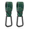 Baby Stroller Hooks for Hanging Bags, Universal Stroller Clips Accessories, Mommy Hook for Diaper Bag, Shopping Cart, Purse, Backpack - 2 Pack, Green Leaf