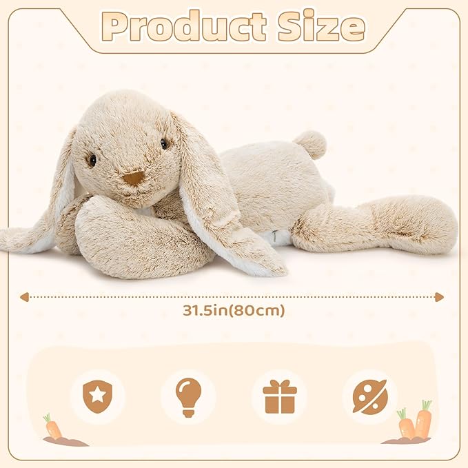 BENINY Large Bunny Stuffed Animal 31", Giant Rabbit Plush Toy for Girls Boys Kids, Big Cuddly Easter Gift for Girl Chirstmas Birthday