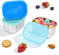 Tanjiae 3×8oz Small Stainless Steel Snack Containers for Kids & Toddlers - 230mL Leakproof Food Containers with Cute Dino Lids | LFGB Certified, Stackable Metal Snack Box for Daycare, School, Travel