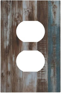 Vintage Blue Brown Wood Grain Outlet Covers 1 Gang Duplex Electrical Receptacle Faceplate Light Switch Cover Wall Plate Decorative Switch Plates for Bedroom Farmhouse Decor