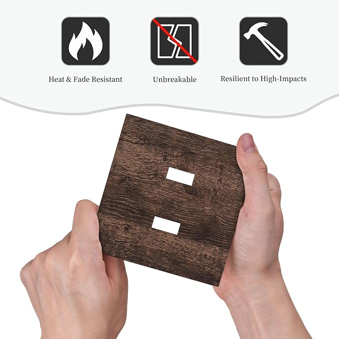 Light Switch Cover Plate Rustic Brown Wood Plank Retro Wooden Board 2 Gang Double Switch Plate Covers Toggle Wallplate Decorative Outlet Covers Electrical Switchplate for Farmhouse Home Decor