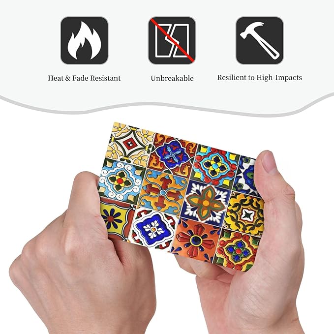 Vintage Colorful Boho Mexican Moroccan Tile Light Switch Cover Plate 1 Gang No Device Blank Electrical Wall Plates Faceplate Decorative Switch Plate for Farmhouse Home Decor