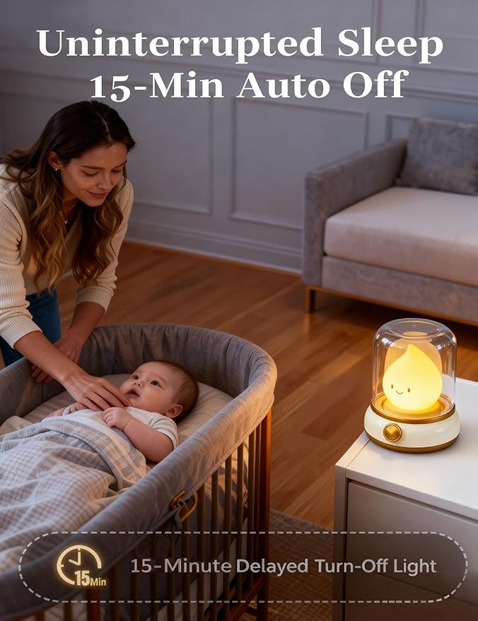 Smiley Night Light for Bedtime, Rechargeable Portable Bedtime Small Read Lamp, Dimmable, Timer, Cute Light for Kids, Mothers, Toddlers, Teens