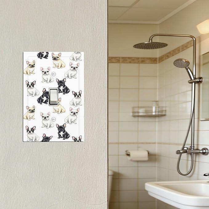 French Bulldog Watercolor 1-Gang Toggle Light Switch Plate, Cute Frenchie Puppy Chic Decorative Wall Plate for Pet Owners Decor