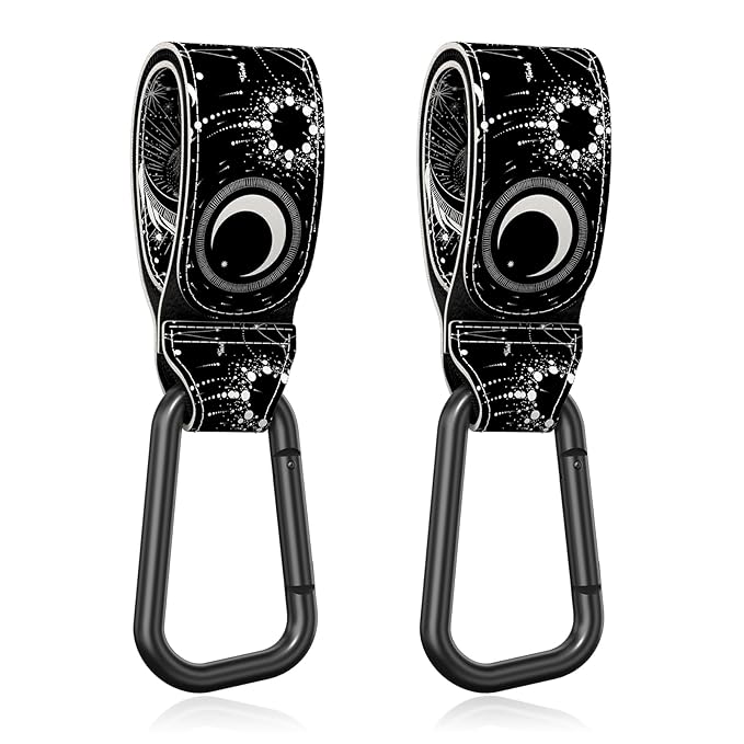 Baby Stroller Hooks for Hanging Bags, Universal Stroller Clips Accessories, Mommy Hook for Diaper Bag, Shopping Cart, Purse, Backpack - 2 Pack, Starry Sky