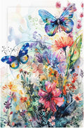 Light Switch Cover Watercolor Colorful Floral Butterflies Wildflowers Decorative Switch Plates 1 Gang Blank No Device Outlet Covers Electrical Wall Plates for Bathroom Bedroom Decor