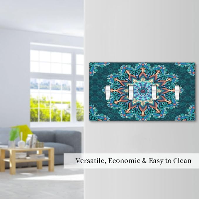 Light Switch Cover Boho Hippie Colorful Mandala 4 Gang Switch Plate Quad Toggle Wall Plates Decorative Switchplate Electrical Outlet Cover Plates for Bathroom Home Decor