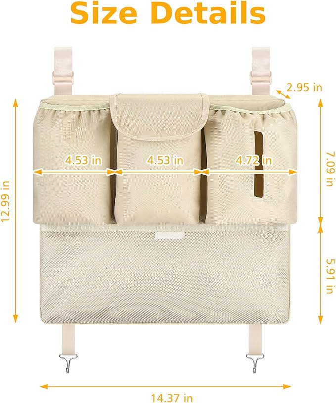 Accmor Stroller Organizer, Universal Large Capacity Stroller Bag Caddy Organizer Accessories for Uppababy, Nuna, Doona, Britax Strollers, White