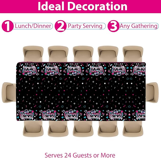 Music Party Supplies Serves 24 Musical Media Party Paper Plates Napkins Music Tablecloth Set Tableware Kit for Kids Birthday Party Baby Shower
