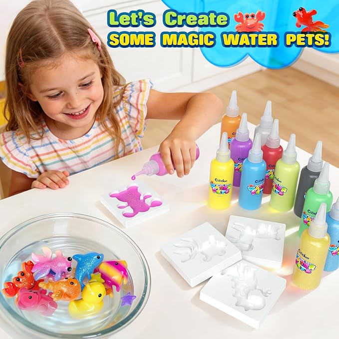 Coodoo Magic Water Elf Toy Craft Kits, Aqua Fairy Water Gel DIY Squishies Squishy Maker Toddler Kids Toys for Girls Boys Toys Birthday Gifts, Art Supplies Arts and Crafts for Kids Ages 4-6 4-8 8-12