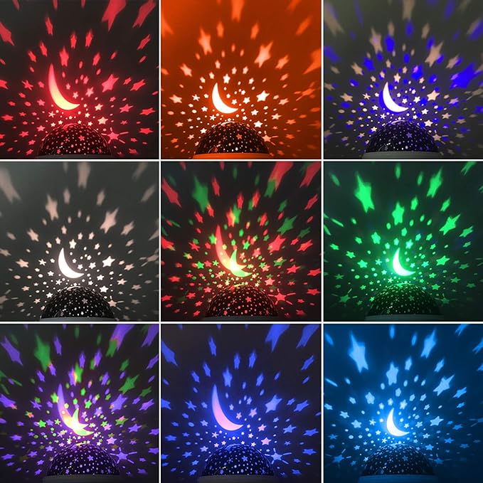 RICTLY Night Light for Kids, Kids Night Light Nebula 360 Degree Rotation - 4 LED Bulbs 12 Light Color Star Projector Changing with USB Cable, Romantic Gifts for Men Women Children